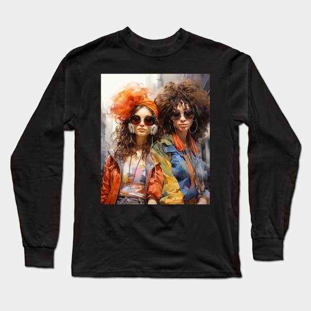 Hip Hop Girls Fashion 70's Long Sleeve T-Shirt by Spit in my face PODCAST